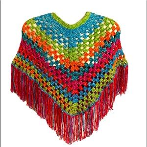 - NEW handmade Boho Crocheted Poncho NWT